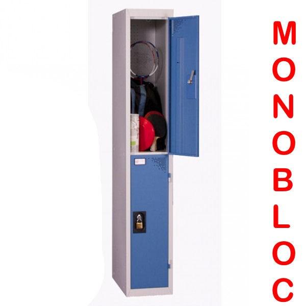 Vestiaire monobloc 1 colonne de 2 cases Largeur de case : 300 mm_0