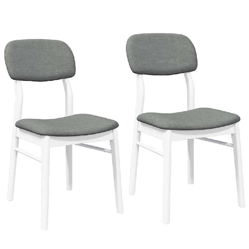VidaXL Chaises à manger coussins 2 pcs blanc bois massif caoutchouc Modèle Orion Ligne Plus - 4102526_0