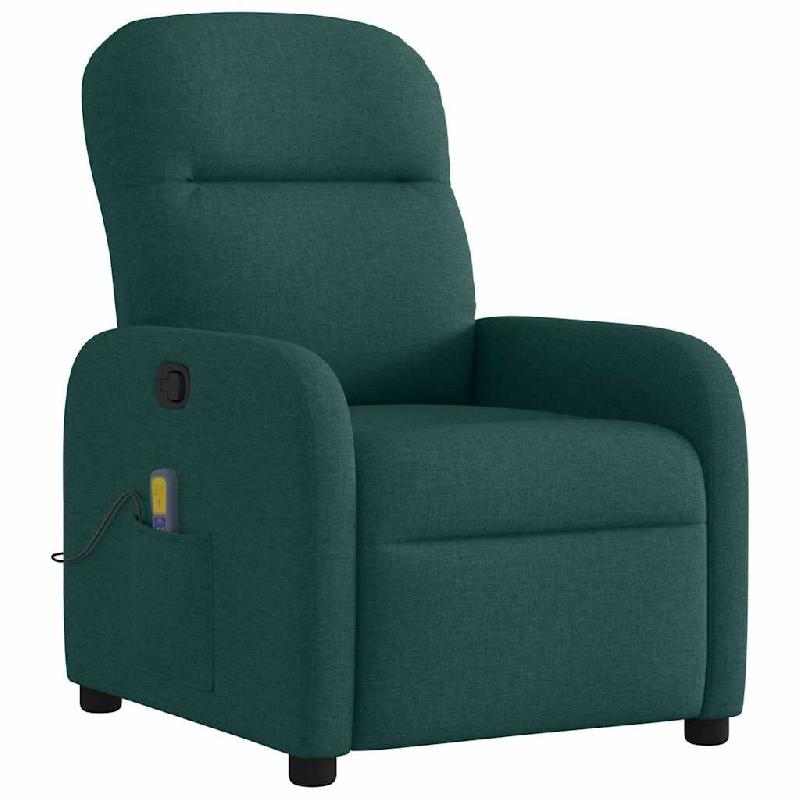 VidaXL Fauteuil de massage inclinable Vert foncé Tissu Modèle Arvélis - 8721158335449_0