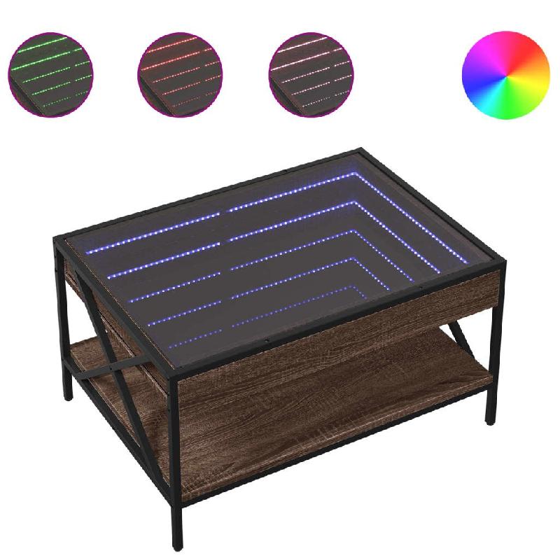 VidaXL Table basse avec LED infini chêne marron 70x50x38 cm Modèle Atlas Prestige - 847706_0