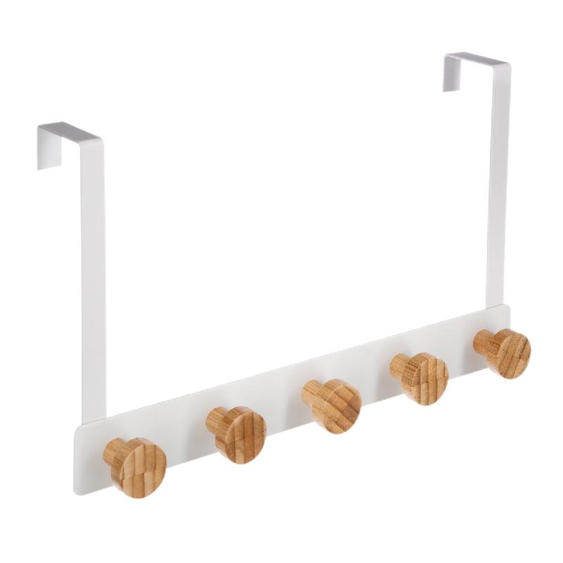 WellHome Exclusive S Portemanteau avec 5 crochets en bambou blanc 33x20x8,2 cm blanc - multi-matériau CH2376_0