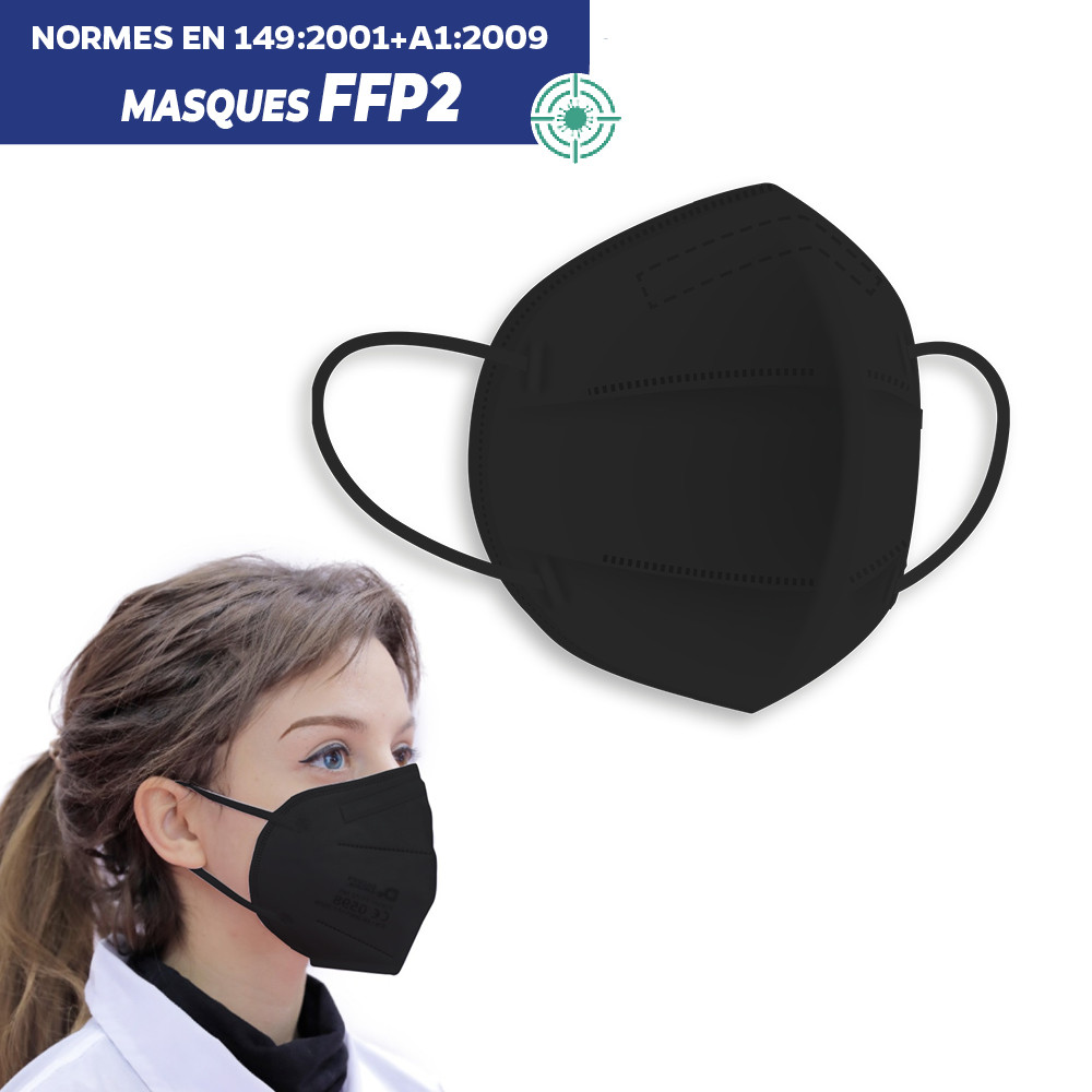 MASQUE DE PROTECTION RESPIRATOIRE FFP2 NOIR - BOITE DE 20