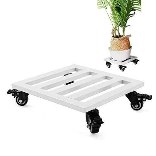HOME COMPOSER - Support à roulettes carré en métal pour pot de fleurs - Acier inoxydable antirouille - 120 kg de capacité_0