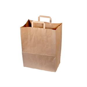 250 SACS CABAS KRAFT BRUNS À POIGNÉES PLATES 32 X 17 X 42 CM