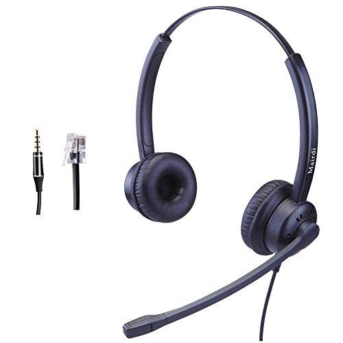 Casque téléphonique RJ9 binaural - Micro antibruit - Connecteur 3,5 mm - Compatible Jabra, Avaya, Polycom, Nortel, Alcatel, iPhone, Samsung, Huawei_0