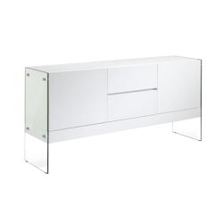 AC ANGEL CERDA Angel Cerdá Buffet en bois blanc et verre trempé 3063C 180 x 45 x 85 - blanc Bois manufacturé 8435631003403_0