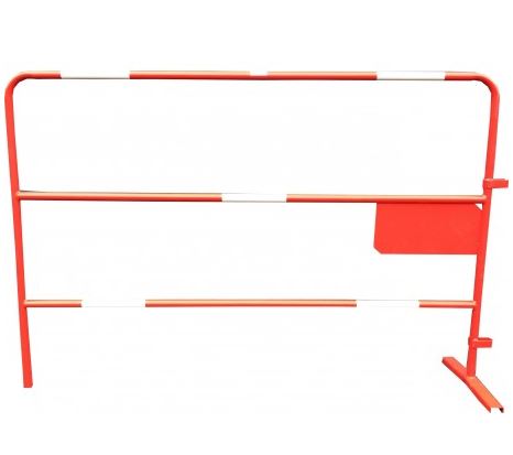 Barrière de chantier rouge ø 25 mm petite plaque - l1.50xh1m - barchaprbjs_0