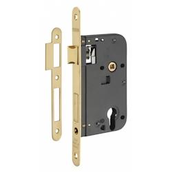Boitier de serrure encastrable à cylindre pour porte d'entrée, axe 60mm, bouts ronds, laiton poli verni - THIRARD - doré 3150260193060_0