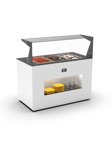 Buffet chaud Bain Marie 3 bacs GN 1/1 et étagère de service - BUB65E | Sayl - 230 V - 674005069951_0