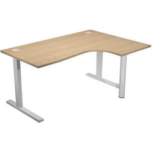 BUREAU COMPACT 90° DROIT AVEC PIED L MÉTAL - 160 CM - CHÊNE - ARTARREDI