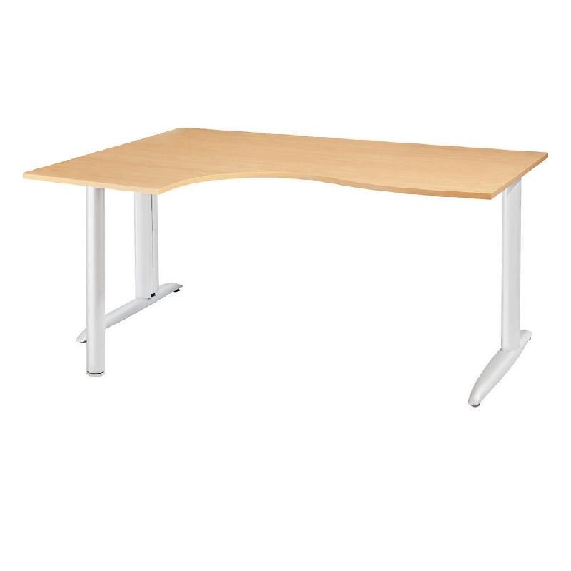 BUREAU COMPACT RETOUR À GAUCHE ACTUAL - L. 180 X P. 120 CM - PLATEAU BLANC - PIEDS L BLANC