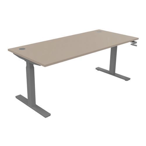 BUREAU HAUT.RÉGLABLE MANIVELLE EVO 180X80 CM ARGILE/ALU - BURONOMIC