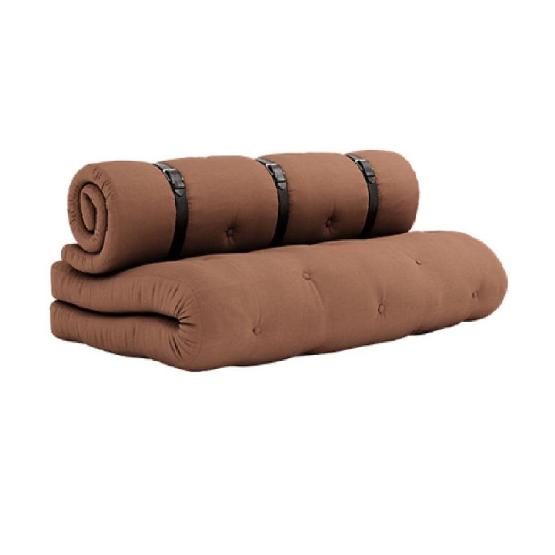 Canapé futon standard convertible Buckle-Up Sofa - Brun argile - Matelas 140x200 cm_0