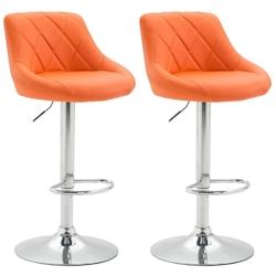CLP Lot de 2 tabourets de bar Lazio similicuir Orange - orange polyester 307023_0