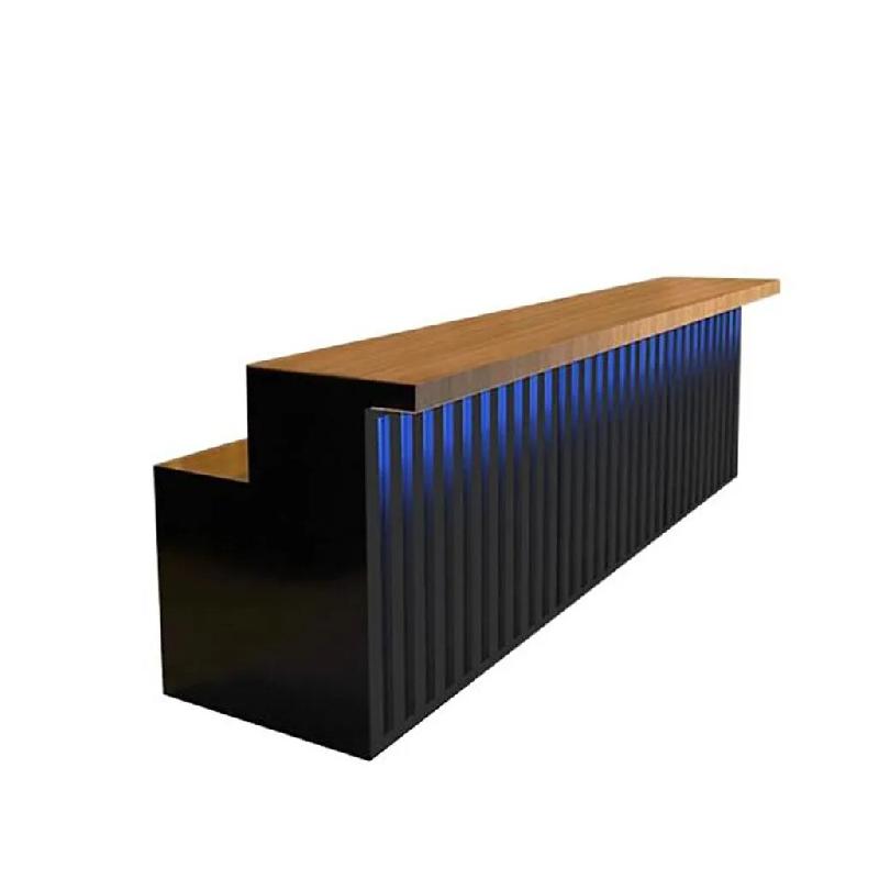 Comptoir sur Mesure Caisse Bar Réception Noir 220×60×100 cm【HCTG 220】 - 8683769558894_0