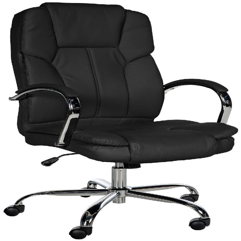 Décoshop26 - Chaise de bureau sur roulettes assise XXL réglage en hauteur accoudoirs en similicuir noir cadre métal 10_0006910 - noir métal 300026_0
