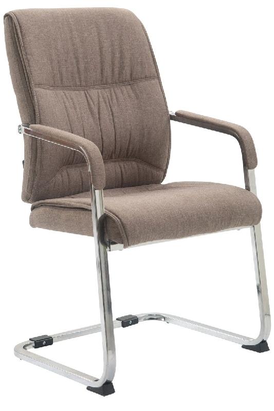 Décoshop26 - Chaise de visiteur XXL sans roulettes confortable et design en tissu taupe BUR10698 - 3002489232696_0