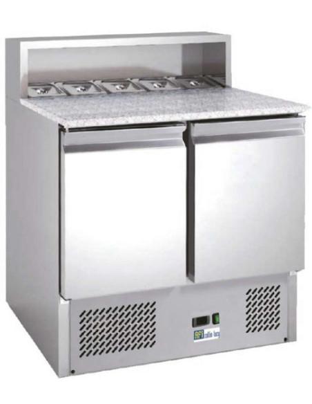 Desserte à pizzas 2 portes dessus granit - 5 bacs GN 1/6 - Référence : AAPS900_0