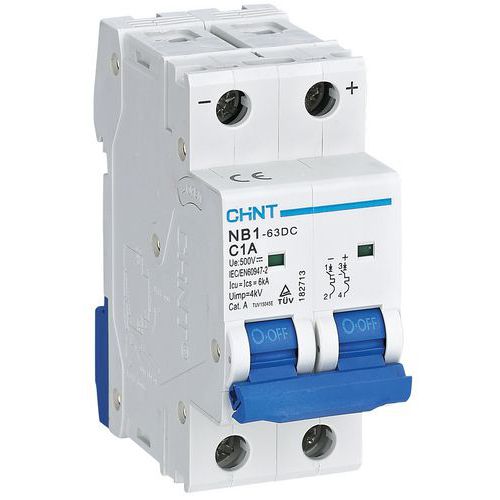 DISJONCTEUR 500VCC 2P COURBE C 1A 6KA - CHINT