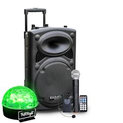 Enceinte sur batterie 800W Bluetooth USB + Micros IBIZA PORT15VHF-BT + Jeu de lumière Festinight SIXMAGIC, SONO DJ SOIREE - 3666638044693_0