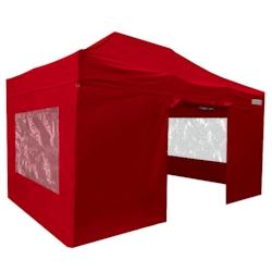 Tente pliante 3x4,5m pack fenêtres - 4 murs - acier 45mm/polyester 380g Norme M2 - rouge - FRANCE BARNUMS_0