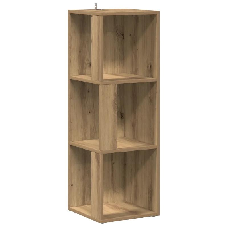 Helloshop26 - Armoire d'angle classique bois d'ingénierie 33 x 33 x 100 cm rangement compact salon en bois chêne artisanal 02_0050929 - Bois massif_0