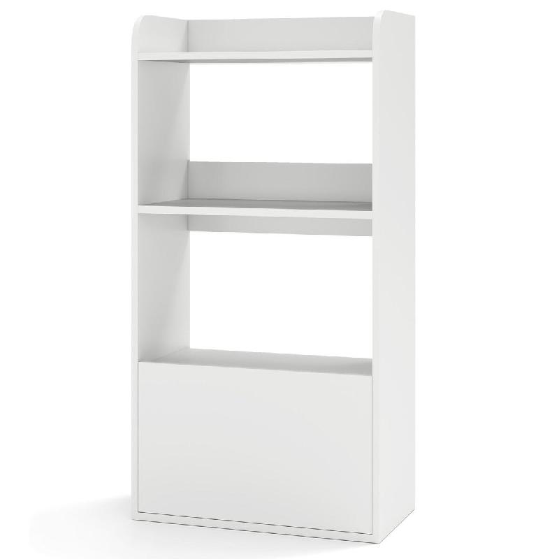 Helloshop26 - Bibliothèque autoportante 55 x 29 x 105 cm avec tiroir et 3 niveaux ouverts design intemporel en bois blanc 20_0010655 - 3000226287282_0