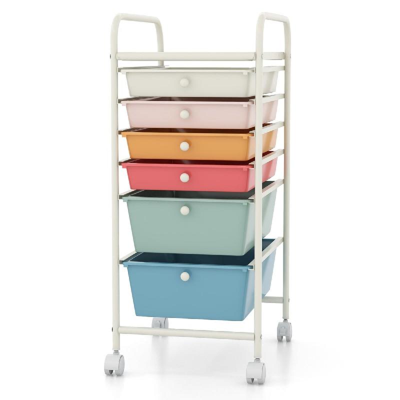 Helloshop26 - Chariot de rangement avec 6 tiroirs amovibles 37 x 74 x 32 cm pratique et résistant design moderne en fer et PP bleu - bleu 30002319053_0