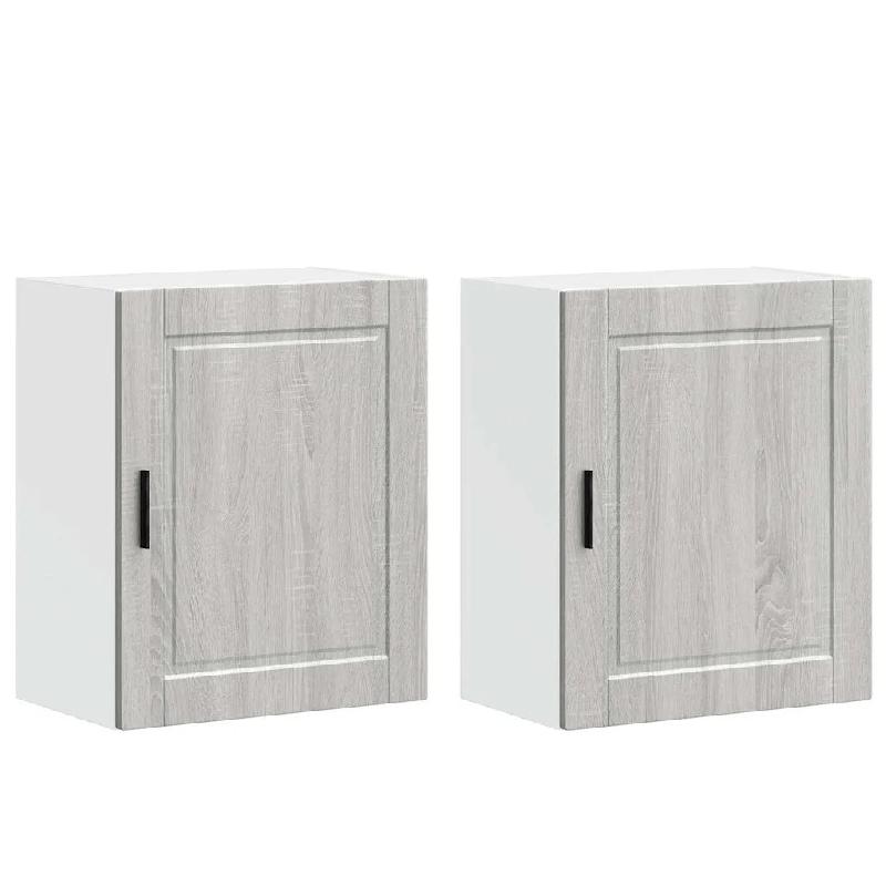 Helloshop26 - Lot de 2 armoires murales de cuisine design moderne rangement mural 50 x 31 x 60 cm en bois d'ingénierie gris 02_0050355 - gris Bois ma_0