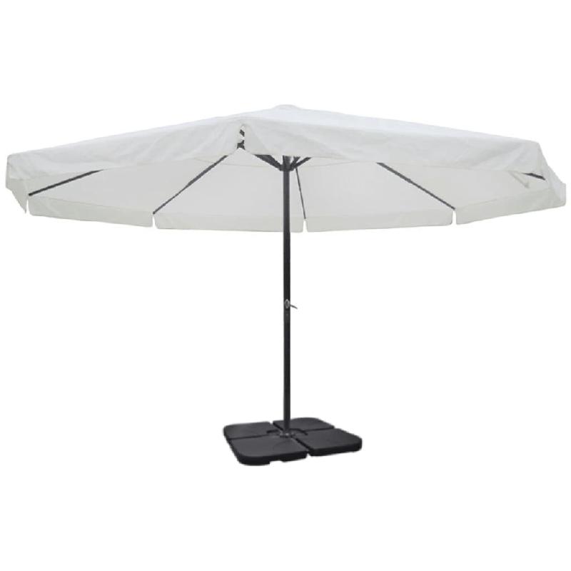 Helloshop26 - Parasol grand d'extérieur diamètre 5 m en aluminium avec base mobile blanc 02_0008145 - blanc aluminium 3000435847765_0