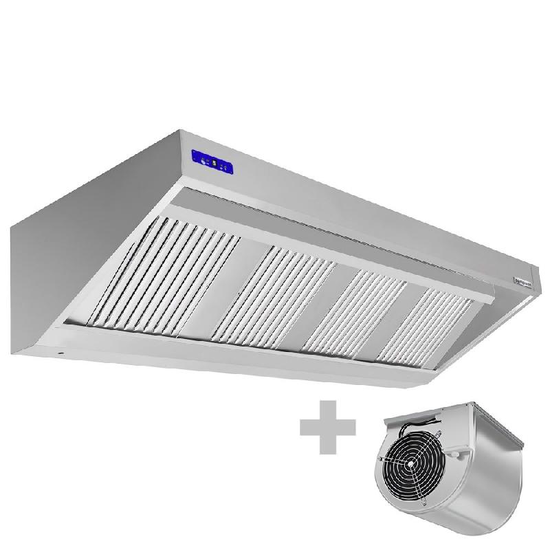 Hotte murale Inox - 2m20 - avec moteur, régulateur, filtre et éclairage - P 700 mm | GGM_0