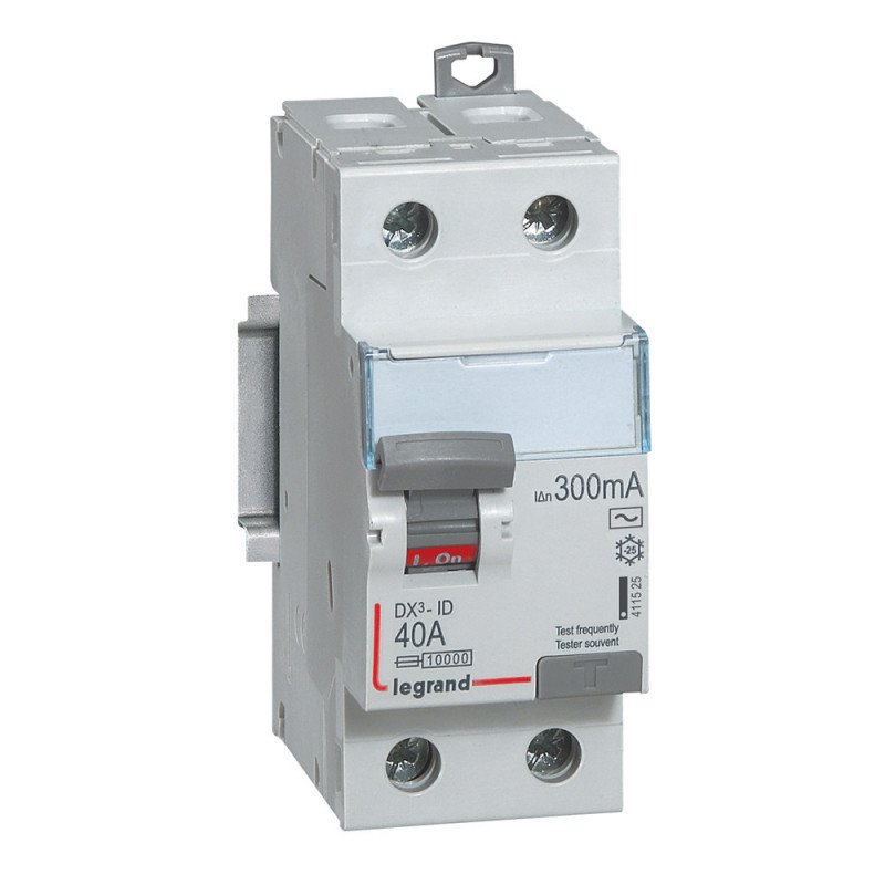 INTERRUPTEUR DIFFÉRENTIEL DX³-ID  2P 230V 40A TYPE AC 300MA - LEGRAND - 411525