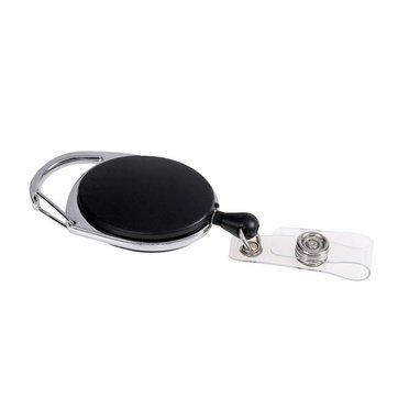 LOT DE 2 - PORTE-BADGE AVEC ENROULEUR ET MOUSQUETON, ROND, NOIR