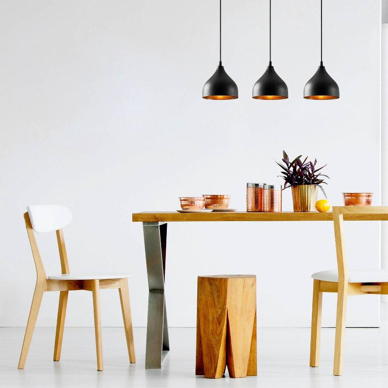 OPVIQ SUSPENSION TATTOO 6211 3 LAMPES LINÉAIRE NOIRE/OR