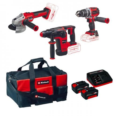 PACK 3 MACHINES 18V + BATTERIES + CHARGEUR + SAC DE TRANSPORT EINHELL