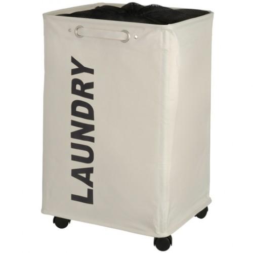 PANIER À LINGE POUR SALLE DE BAIN - CARRÉ - TISSU POLYESTER 79 LITRES - BEIGE WENKO