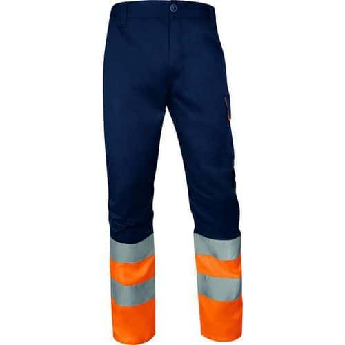 PANTALON HAUTE VISIBILITÉ CL1 - ORANGE FLUO BLEU MARINE T.XL - DELTA PLUS