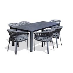 PARIS Garden Ensemble repas de jardin 6 places en aluminium avec plateau céramique - CAMARGUE - gris aluminium CAMARGUE-TB220+6FT_0