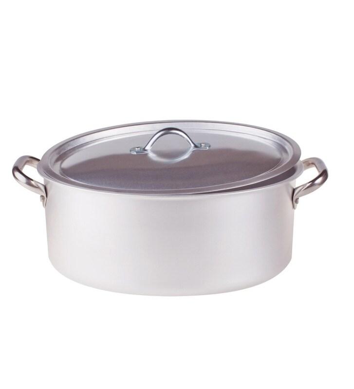 Pentole Agnelli casserole ovale couvercle aluminium professionnel 40 cm - 8007441015121_0