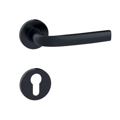 POIGNÉES DE PORTE SUR ROSACES RONDES LOGIO FINITION NOIR MAT ONYX - CLÉ I VACHETTE