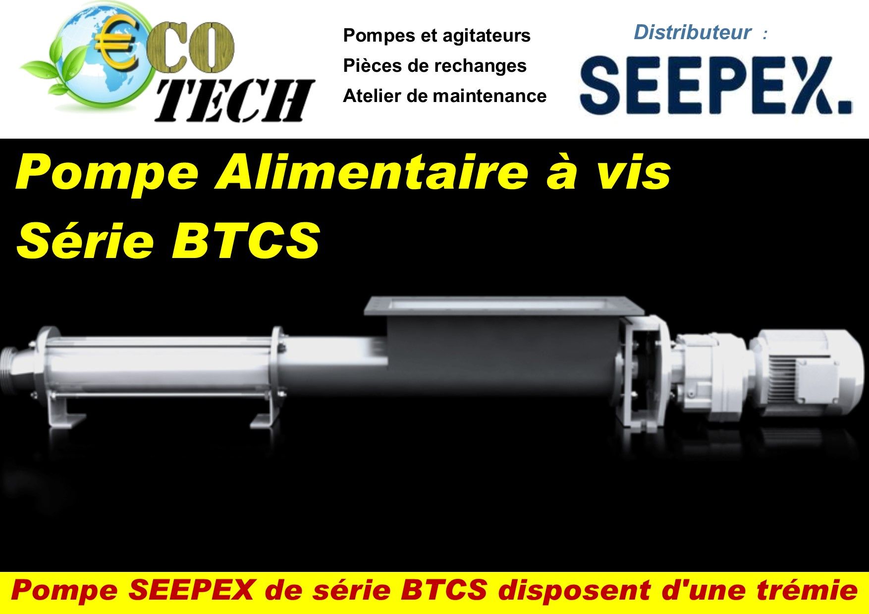 Pompe à vis SEEPEX série BTCS - trémie alimentaire pour produits haute viscosité_0