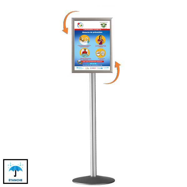 PORTE-AFFICHE CLIC-CLAC ETANCHE 1 FACE A3 PIED 133 CM