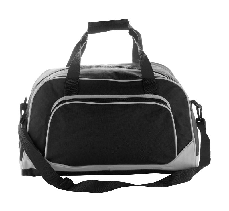 Sac de sport - pochette avant zippée - bandoulière ajustable - 600D polyester - noir_0