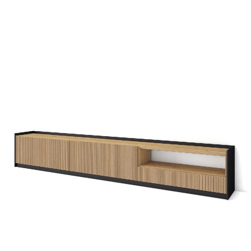 SKRAUT HOME Meuble TV, Banc Télé, Grand espace de Rangement, 310x37x50cm, Pour les TV jusqu'à 80