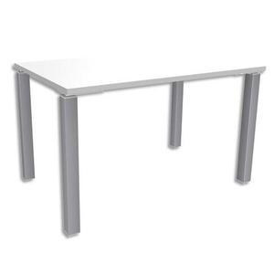 Simmob - Bureau droit 4 pieds Exprim - Blanc perle aluminium - Dimensions : L120 x H72,5 x P80 cm_0