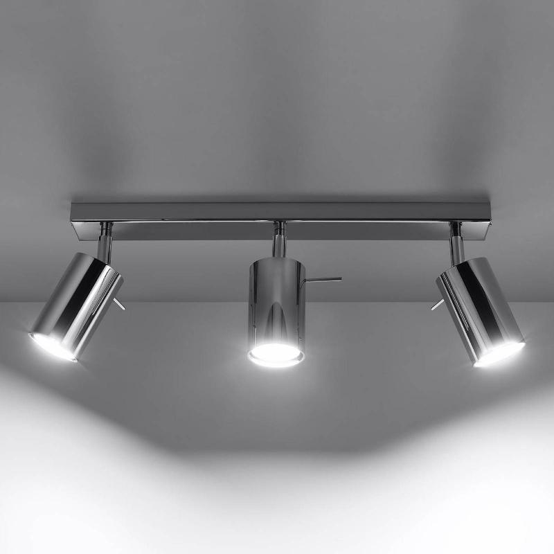 SOLLUX LIGHTING SPOT POUR PLAFOND ROUND CHROMÉ, 3 LAMPES, LINÉAIRE