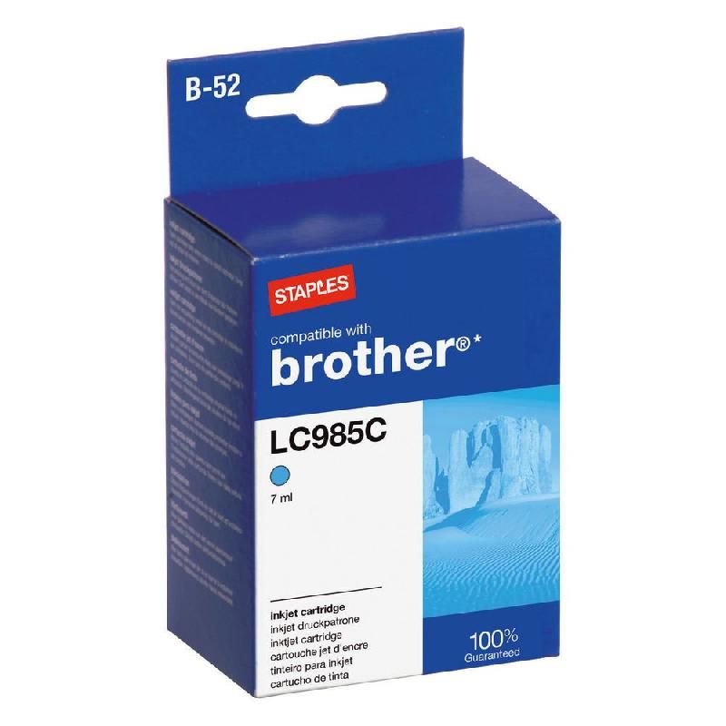 STAPLES CARTOUCHE D'ENCRE COMPATIBLE LC985 C (4697800) - COMPATIBLE: BROTHER - COULEUR: CYAN