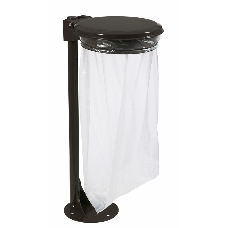 Support sac poubelle sur pied Rossignol Collecmur Extrême gris avec couvercle 110 L_0