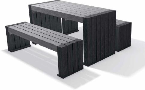 Table Pique Nique Calero avec 2 banquettes - Mobilier Urbain en Plastique Recyclé - Longueur 150 cm_0