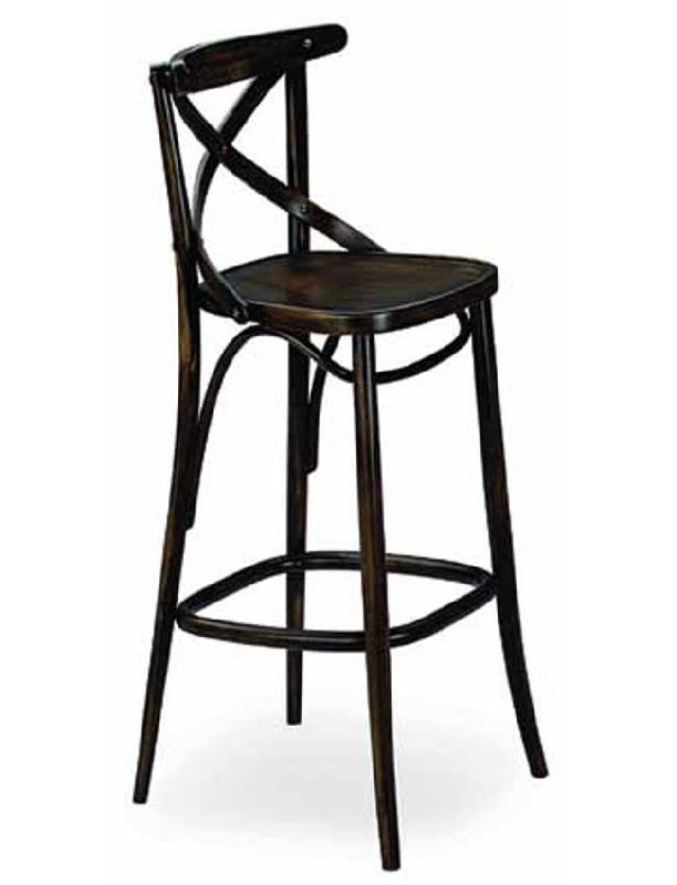 Tabouret de bar Paulette - assise et dossier en bois_0